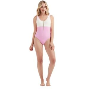Hermoza x‎ Julia Berolzheimer NWT Sammie One PIece Pink White Swimsuit Size 8